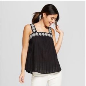 Universal Thread || Black Embroidered Tank Top